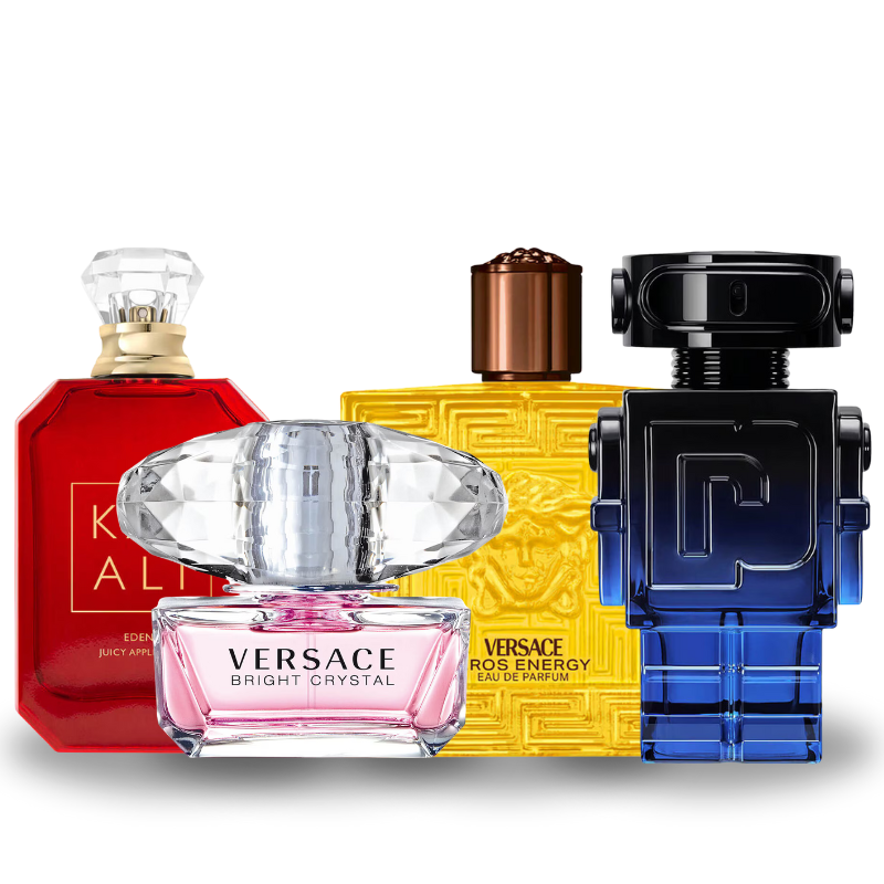 Especial Día de San Valentín Combo de 4 Perfumes KayAli 01, Crystal Bright, Versace Eros Energy, Phantom Intense 100ml